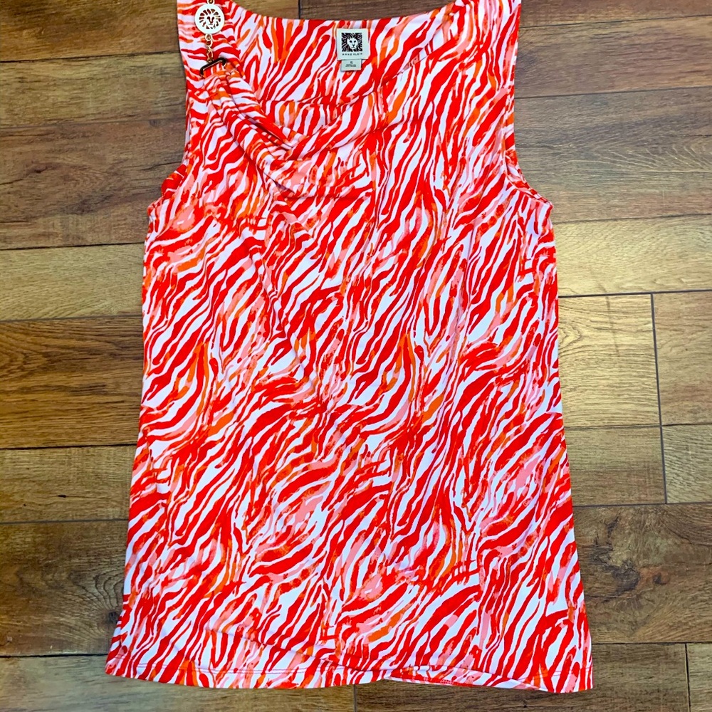 Anne Klein Orange and White Top